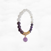 Auspicious Beaded Moonstone and Amethyst Bracelet